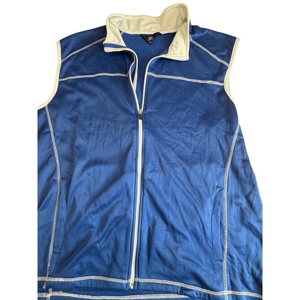 TGW 1/4 Zip Pullover Vest Mens XL Blue White Sleeveless Lightweight Golf Stretch